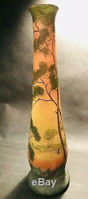 Legras Art Nouveau Landscape Cameo Glass Vase 15 Daum Nancy Tiffany Loetz Era