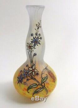 Legras Enameled Cameo Glass Vase 8 Signed Legras French Art Nouveau
