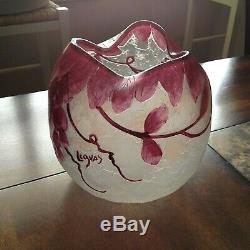 Legras France Cameo Art Nouveau Glass Vase 6.25 VGC