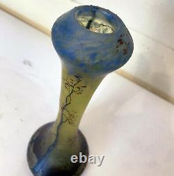 Legras Jugendstil Art Nouveau Vase Cameo glass grün blau geätzt etched 1905