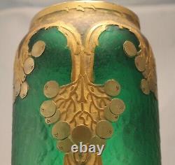 Legras Mont Joye Saint Denis Paris Cameo Emerald Art Glass Vase 15 circa 1900