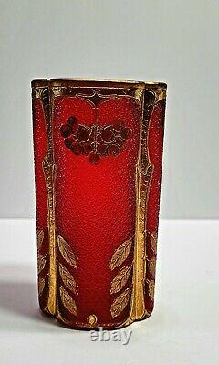 Legras Mont Joye Saint Denis Paris Cameo Ruby Art Glass Vase circa 1900