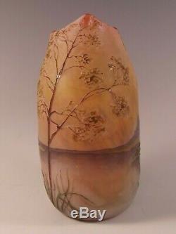 Legras Mottled Glass Landscape Cameo Glass Vase