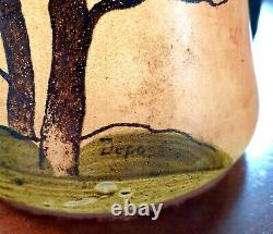 Legras Pate De Verre Cameo Type Vase With Hexagonal Rim. Marked Depose