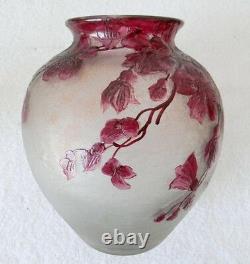 Legras cameo vase with cranberry floral and design