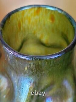 Loetz Crete Papillon Iridescent Art Nouveau Deco Bohemian DIMPLES Glass Vase 7