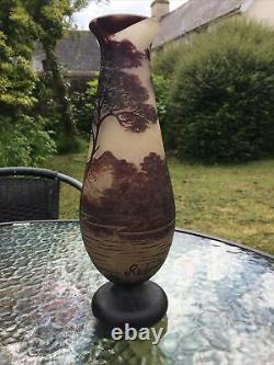 Loetz France Cameo Art Glass Rare Vase Jar signed Richard / River Trees scenery