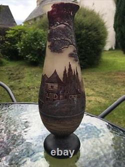 Loetz France Cameo Art Glass Rare Vase Jar signed Richard / River Trees scenery