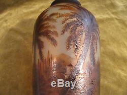 Magnificent rare french original cameo art glass Vase D'argental Como lake 33cm