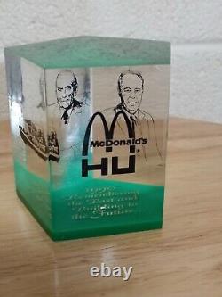 McDonalds Glass Sculpture Art Etched Cameo Reverse CEO Owner Gift Collect