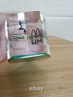 McDonalds Glass Sculpture Art Etched Cameo Reverse CEO Owner Gift Collect