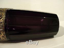 Moser 20th C. Amethyst Glass Vase Cameo Frieze Egyptian Design