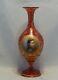 Moser Glass Cranberry Tall Vase Porcelain Cameo of Lady