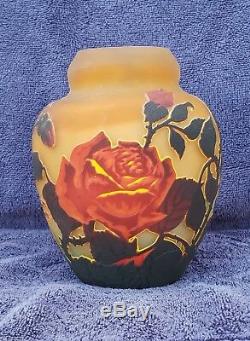Muller Freres Tri-color Cameo Glass Vase