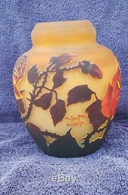 Muller Freres Tri-color Cameo Glass Vase