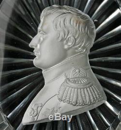 NAPOLEON I Cameo Sulphide Oval Glass Lg Portrait Medallion