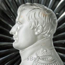 NAPOLEON I Cameo Sulphide Oval Glass Lg Portrait Medallion