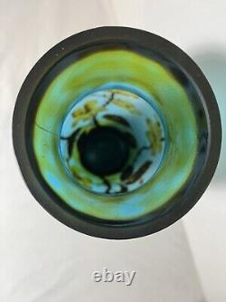NEW Green Blue Cameo ART Nouveau Glass VASE Galle French Reprod Acid Etch 14 in
