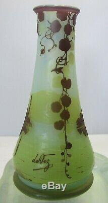 Nice Devez Cameo Art Glass Vase, Signed On Side