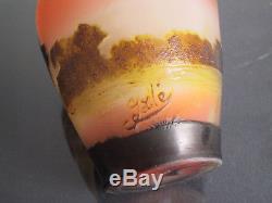 ORIGINAL EMILE GALLE NANCY PAYSAGE 9cm CAMEO JUGENDSTIL VASE ART NOUVEAU GLASS