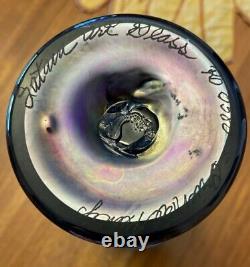Olver Cameo Glass Vase Titled Peony's Signed