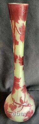 Original Antique Galle Cameo Glass Vase with Leaves & Berries Signed circa 1900 #2