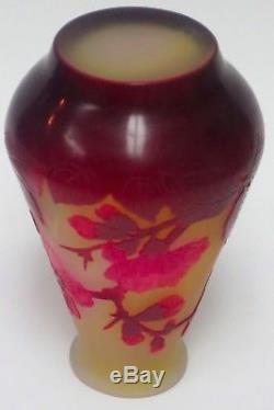 Original Art Nouveau Ca. 1900 Emile Galle French Cameo Floral Vase