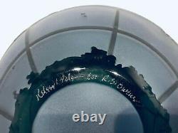 Original Kelsey Murphy/Pilgrim Cameo Glass World Vase 12 Diam, Signed & dated