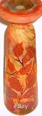 Original Large 12 Daum Nancy Cameo Glass Floral Vase