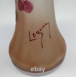Original Legras Cameo Glass Leaf & Berry Vase