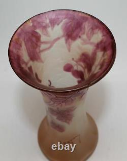 Original Legras Cameo Glass Leaf & Berry Vase
