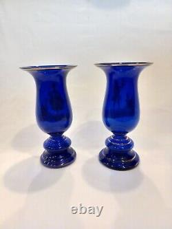 Pair of antique cobalt blue Mary Gregory vases