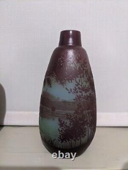 Paul Nicolas D'Argental Cameo Glass Vase St Louis Acid Etched Birch Trees 7
