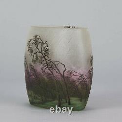 Paysage Pluie Cameo Glass Vase by Daum Frères Circa 1900