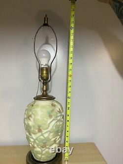 Phoenix Consolidated Antique Uranium Glowing Glass Dogwood Table Lamp 1920s