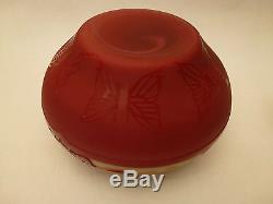 Pilgrim Cameo Glass Shadows Collection BOWL by Kelsey Murphy Cranberry look