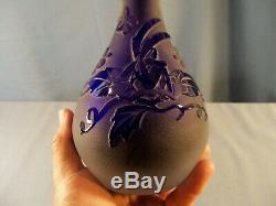 Pilgrim Kelsey Murphy Cobalt Blue Cameo Glass Sand Carved Vase with Fairy Design