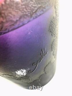 Possible Galle Cameo Art Glass Vase, Landscape Signed, 12 Tall