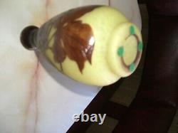 RARE ANTIQUE FRENCH CAMEO ART GLASS VASE BY A. DELATTE NANCY 1920's