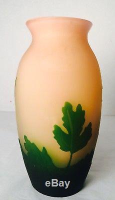 RARE PAIR 1918-1929 CAMEO ART GLASS, 6 VASES by FRENCH ARTIST for ARSALL Signed