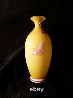 RARE Thomas Webb Three Color Citron Vase Cameo Art Glass Vintage. A8
