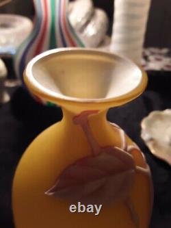 RARE Thomas Webb Three Color Citron Vase Cameo Art Glass Vintage. A8