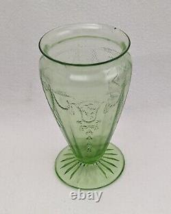 Rare Anchor Hocking Depression Glass Cameo Ballerina Green Footed Vase 6
