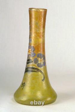 Rare Antique Enameled Leg Legras Cameo Art Glass Vase signed great condition