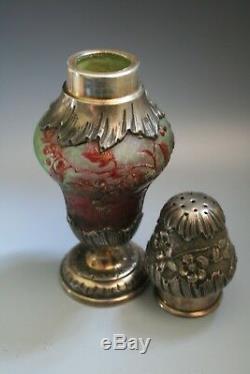Rare Antique French Art Nouveau Daum Nancy Cameo Etched Glass Sifter Circa 1900