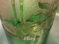 Rare Antique Mont Joye (legras) Cameo Art Glass Vase Bronze Base Free Us Ship