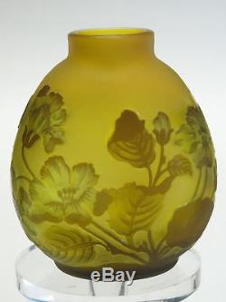 Rare Art Nouveau Signed Tip Galle Etched Cameo Vase 4 5/8 H