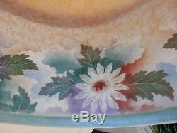 Rare BELLOVA Glass Shade Hanging Light Fixture Cameo Acid Etched Reverse Painted