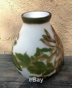 Rare Cameo Translucent Glass Art Nouveau Chrysanthemum Vase Signed Galle