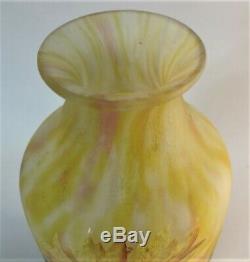 Rare DAUM NANCY CAMEO & ENAMELED Coreopsis Vase Antique French Art Glass